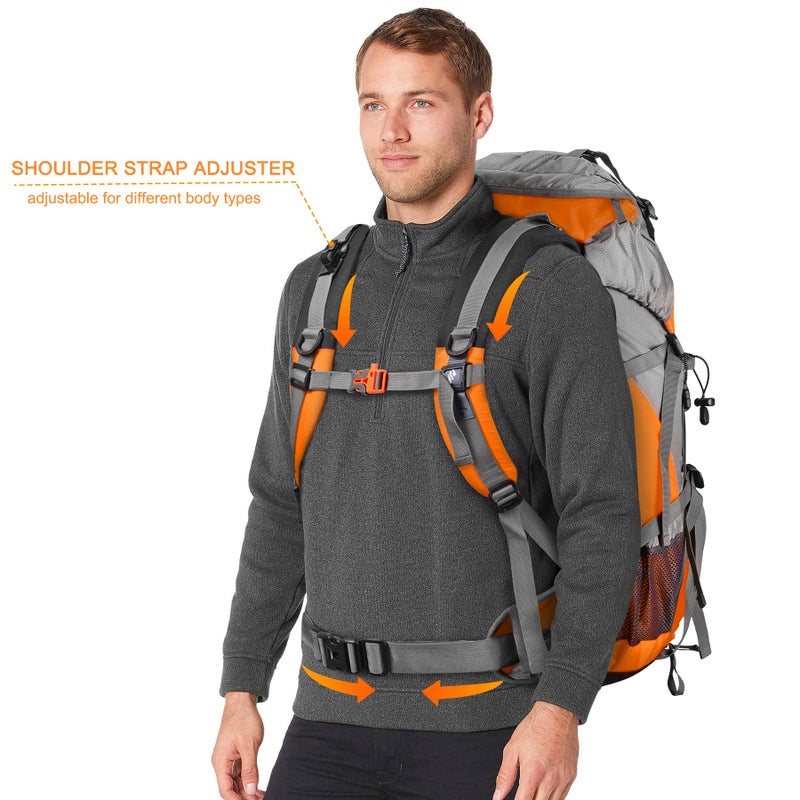 Loowoko 50L Hiking Backpack, Waterproof Camping Essentials Bag with Rain Cover, 45+5 Liter Lightweight Backpacking Back Pack - Image 4